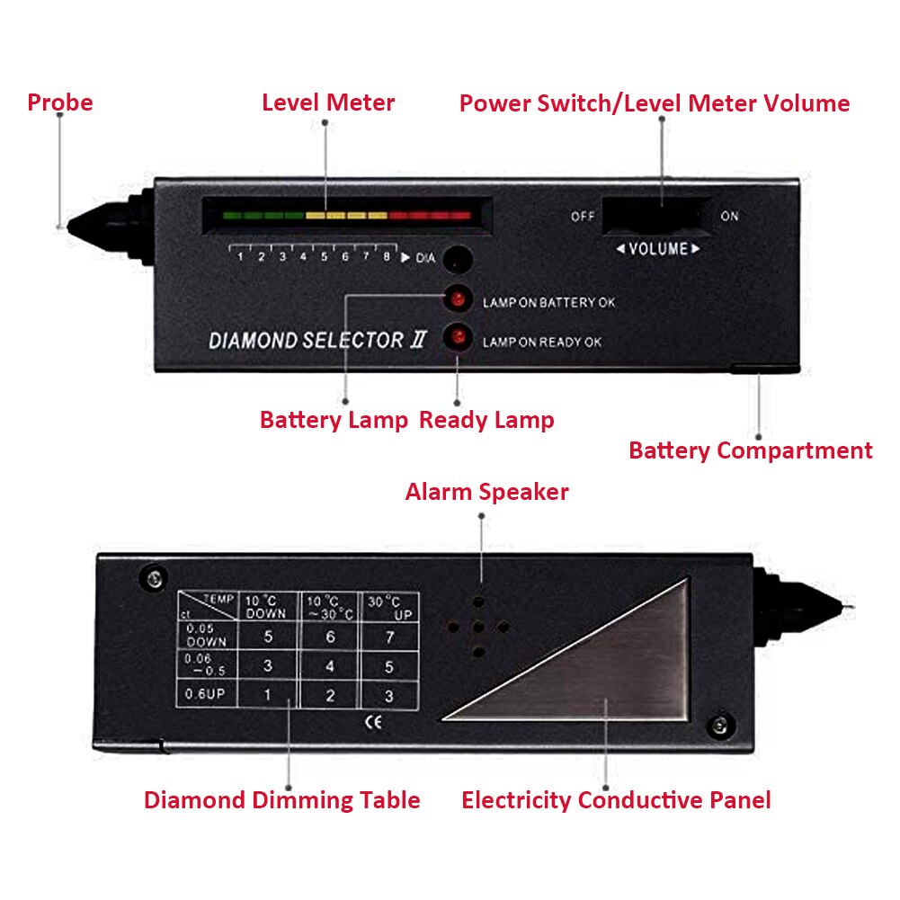Diamond Gems Tester Pen Draagbare Gemstone Selector Tool Led Indicator Nauwkeurige Betrouwbare Sieraden Gem Tester Test Tool Beginnende