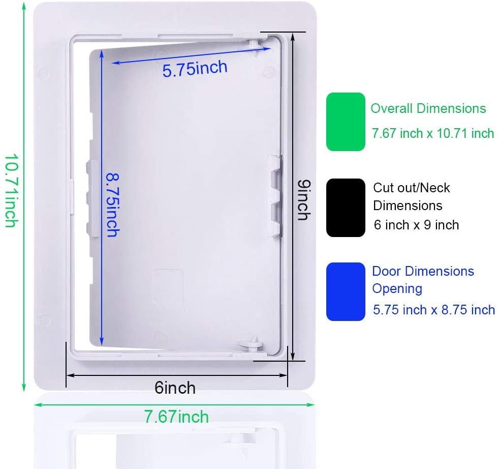 Plastic Access Panel for Drywall Ceiling 4x6inch-18x18inch Reinforced Plumbing Wall Access Doors Removable Hinged White: 6x9inch(15x23cm)