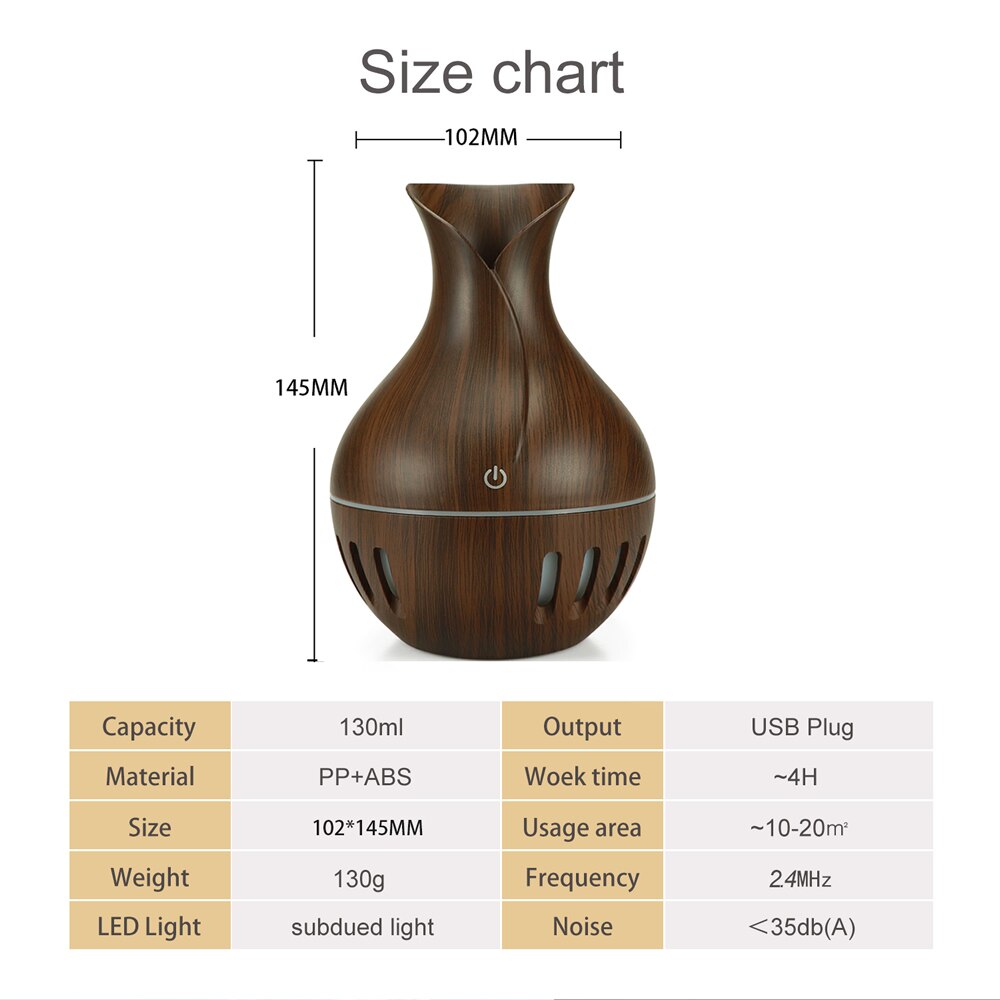 Vase Humidifier USB Home Bedroom Desktop Mute Wood Grain Aromatherapy Machine Car Explosion Humidifier Energy Saving Purifier