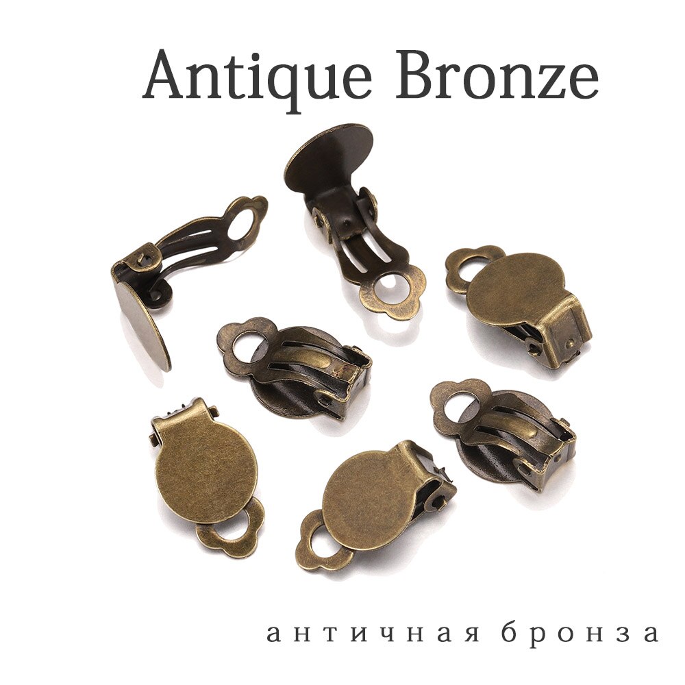 50 pz/lotto Oro Orecchio Clip di Orecchini di Base In Bianco Impostazione Fit 10 millimetri di Vetro Cabochons Orecchino di Risultati Dei Gioielli FAI DA TE Che Fanno Forniture: Antique Bronze