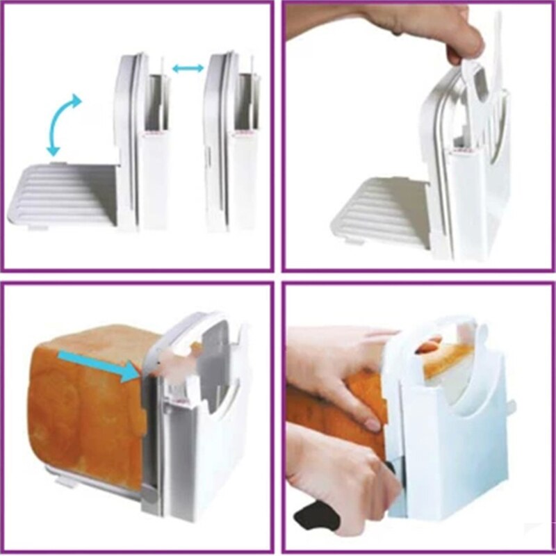 Bread Slicer Guide Adjustable Bread Roast Loaf Slicer Cutter Folding Toast Slicing Mold TP