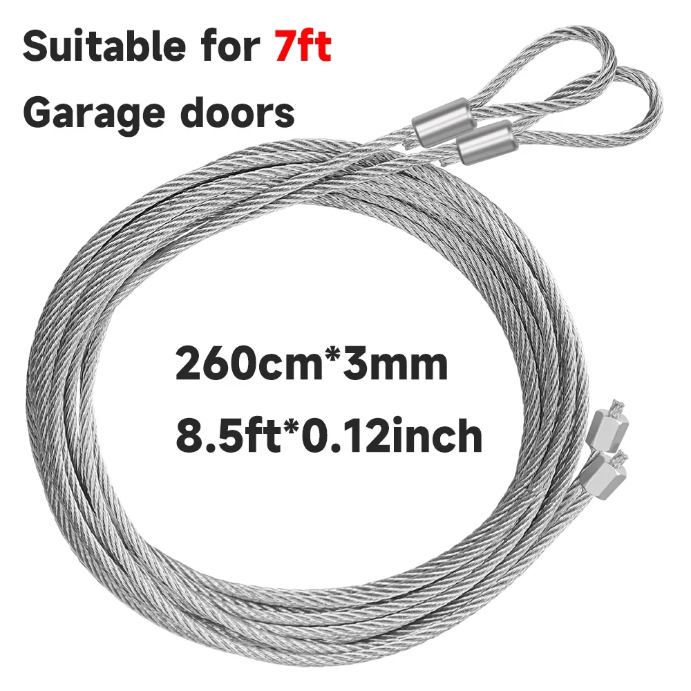 Garage Door Lift Cable 3mm Torsion Spring Lifting Wire Rope Steel Heavy Duty Hardware Accessories Parts Upgrade Replacement Kit: Beige