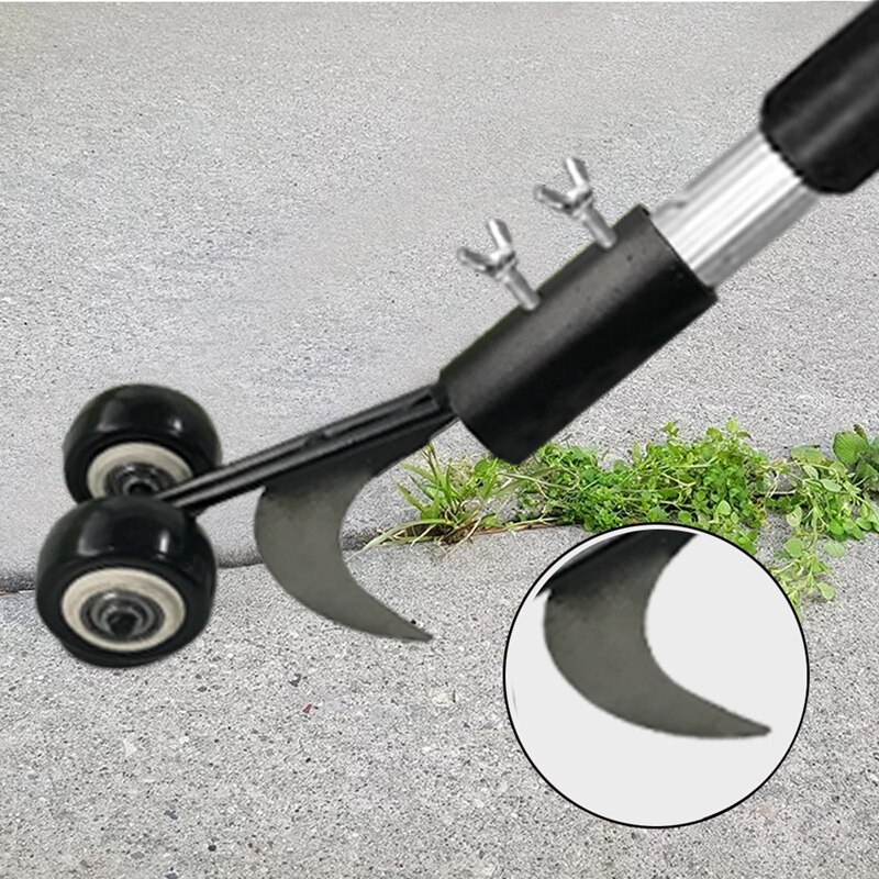Garden Weeding Hook Retractable Metal Rod Outdoor Crevice Weeder Gap No Need Bend Over Scroll Wheel Weeding Garden Tools