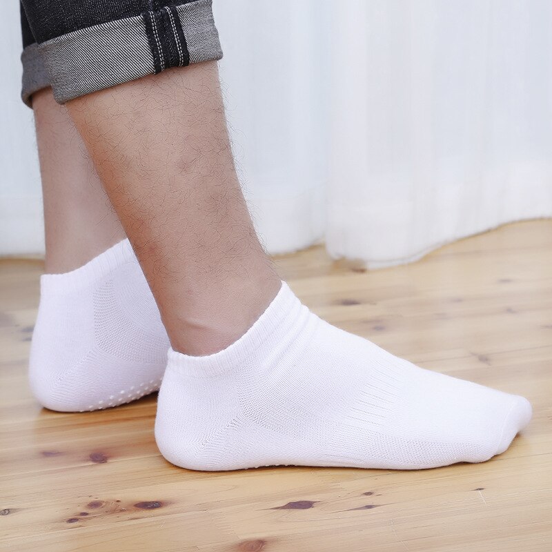 Chaussettes de Yoga pour hommes, 4 paires, antidérapantes, en coton avec poignées, respirantes, antidérapantes, chaussettes de sport à coupe basse pour gymnastique, Fitness, Ballet, Pilates