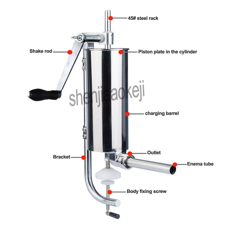 4L Thuis Rvs Verticale Worstvulap Handleiding worst maken machine Commerciële Worst vuller worst vulmachine