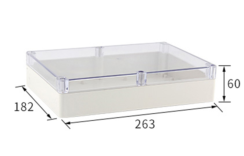 ABS Plastic Junction Box Dustproof Waterproof IP65 Electrical Enclosure Universal Project Enclosure PC Transparent clear cover: 263x182x60
