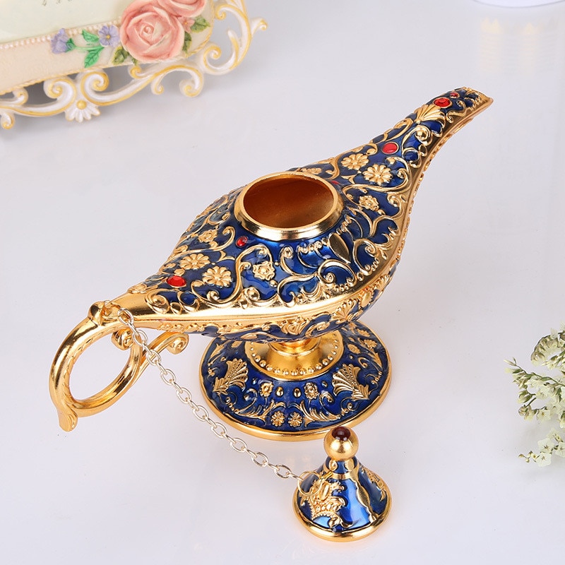 [hht] 10 kleuren aladdin magische lamp retro huisdecoratie traditionele uitgeholde sprookjesachtige wensgeest lamp theepot knutseldecoratie