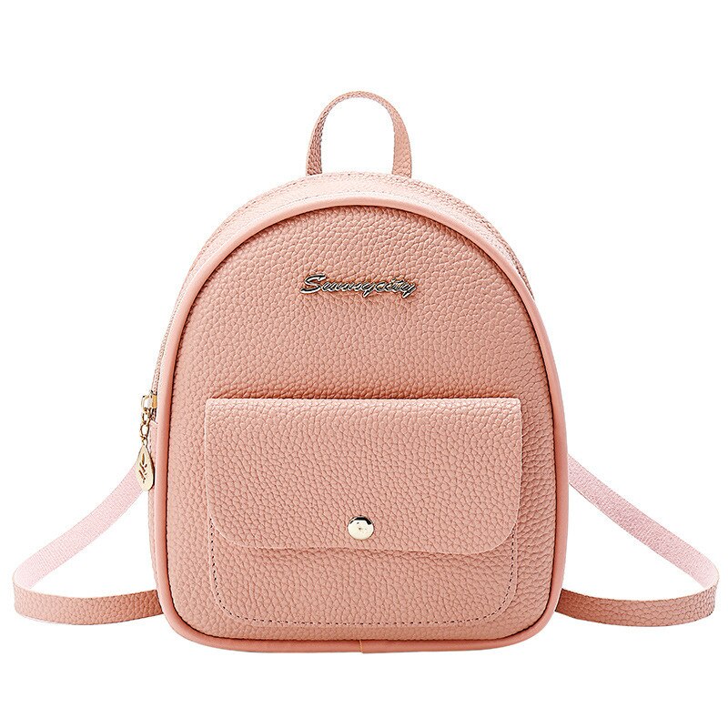 Frauen Rucksack Weichen Griff praktisch Reißverschluss lässig Weibliche Beutel Mini Mädchen Rosa Leder Schule Kleine Geldbörse PU taschen