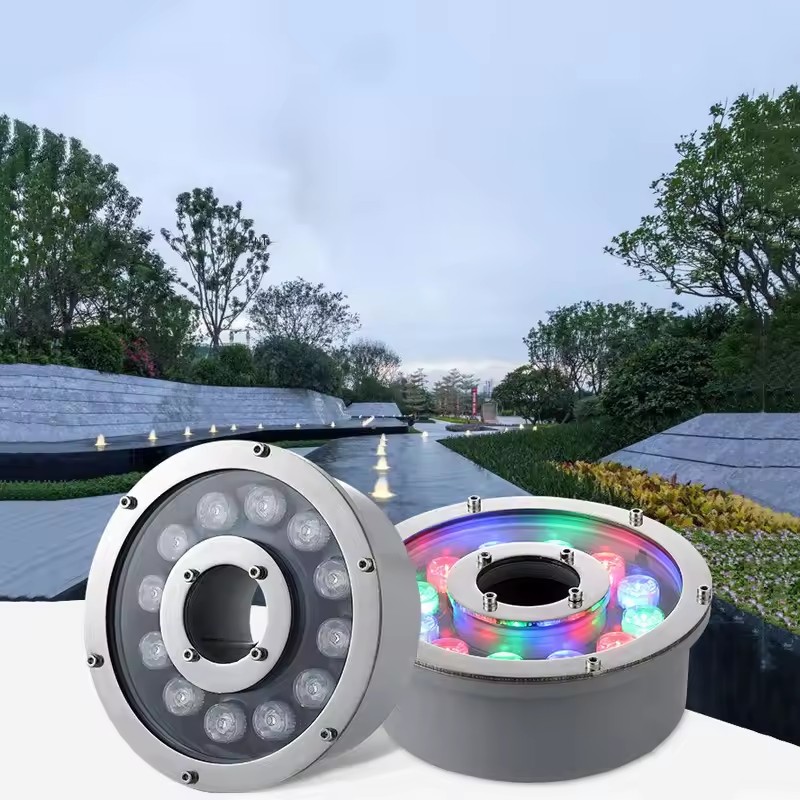 Vattentät  ip68 rgb led-fontänlampa för pool 48w 24v 6w//12w//18w 36w för poollandskap