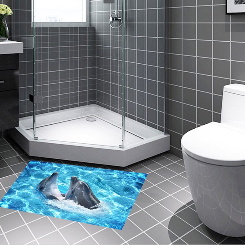 3D Wall Sticker Dolphin Self-adhesive Removable Waterproof DIY Decals Floor Stickers For Bedroom Living Room Bathroom