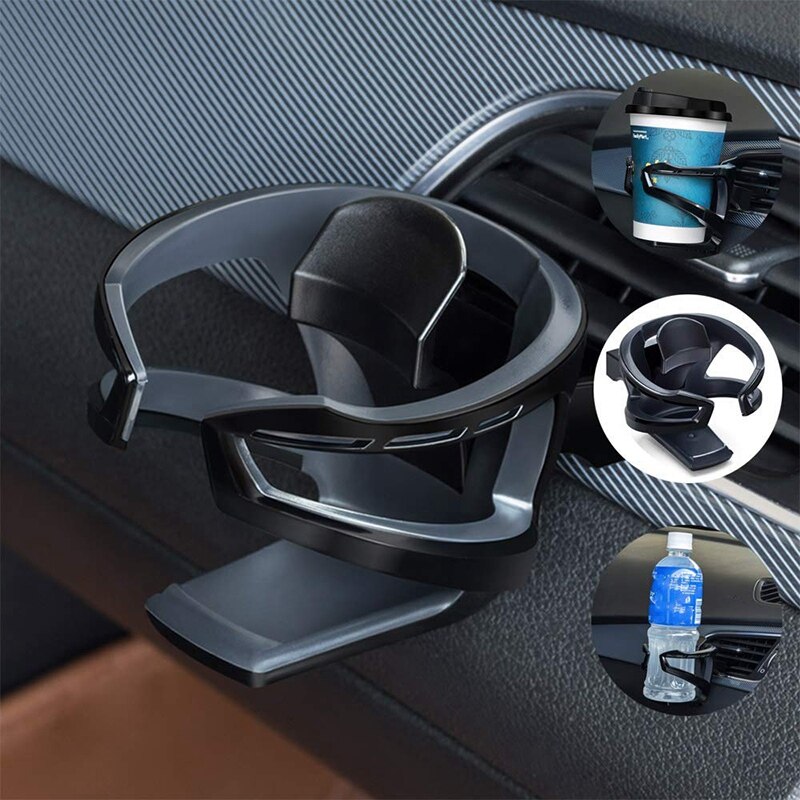 Justerbar billuftventilmontering universal drink klipsholder holder brus vann kaffeflaske stativ (svart)