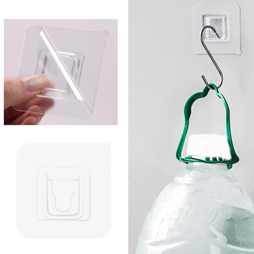 Crochet adhésif mural en plastique, support de suspension Transparent Double face, support de charge lourde ventouse