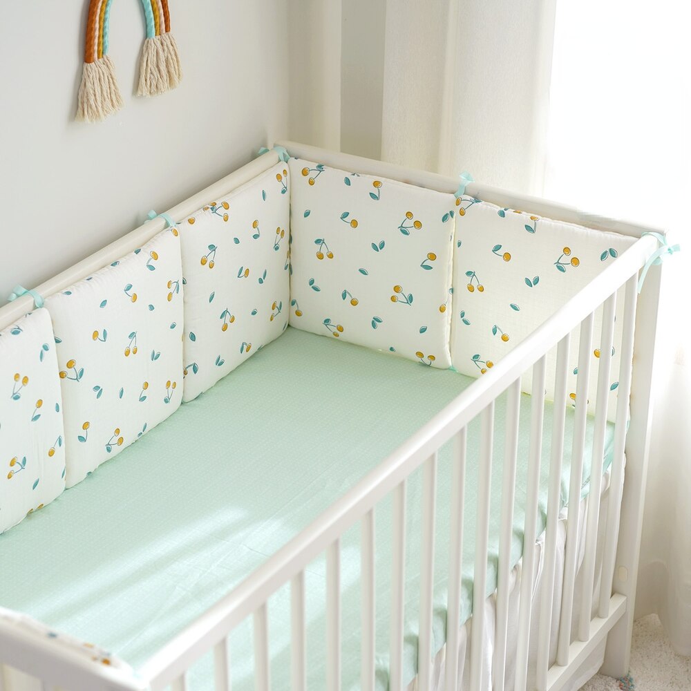 6 Stks/set Pasgeboren Crib Bumpers Katoen Gaas Crash Vangrail Baby Beddengoed Set Bescherming Pad Kamer Decoratie