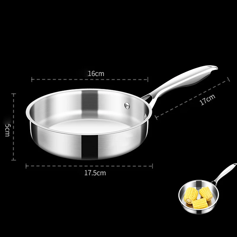 316 mini-wokpander i rustfrit stål til 1-2 personer, 16/18cm små gryder, generel brug til gas- og induktionskomfur: Hvid