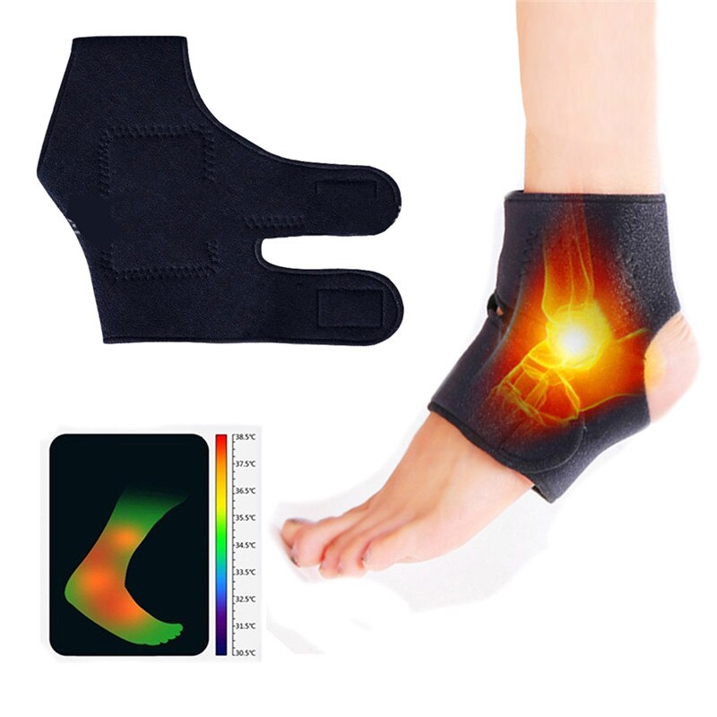 2pcs Adjustable Protection Ankle Support Spontaneous Magnetic Therapy Self-heating Ankle Support Protector Brace Wrap Belt