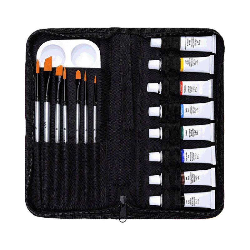 16pcs Acrylic Paints Brush Palette Set Hand Painted Artist Draw DIY DXAB