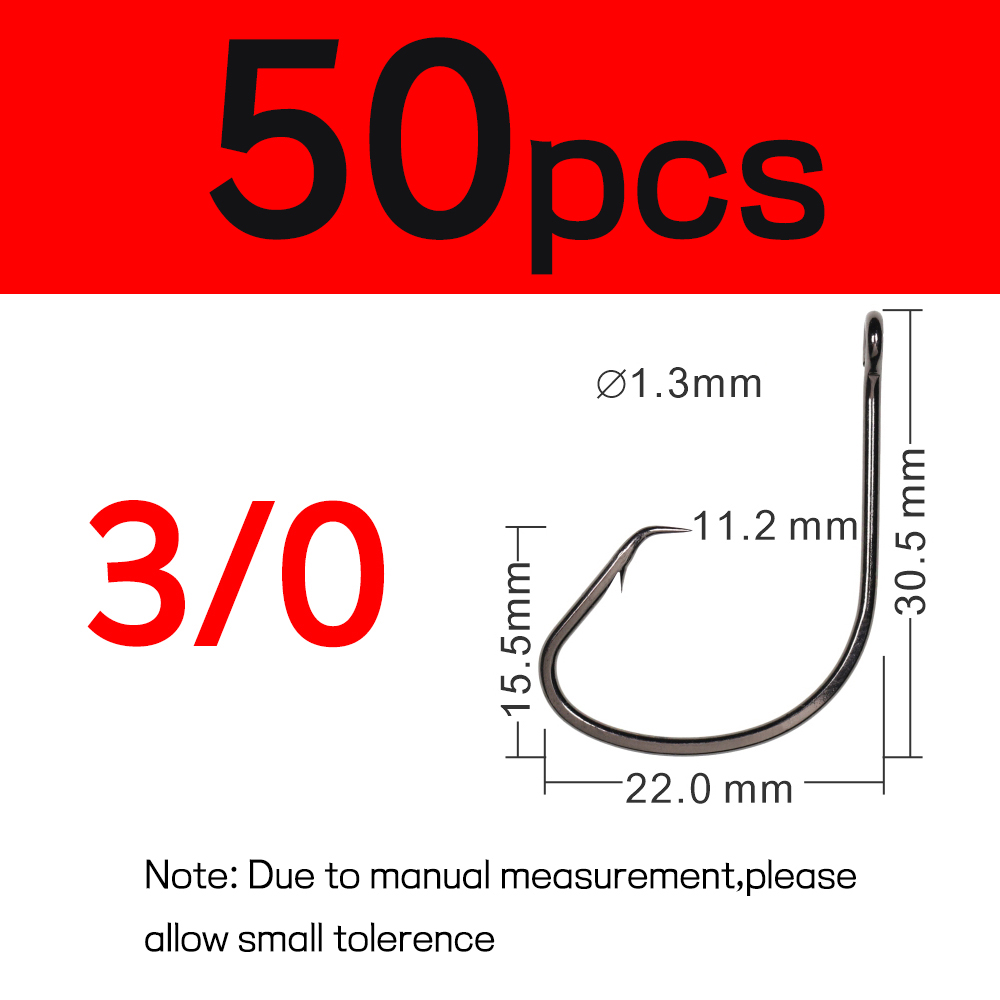 Elllv 50pcs 1/0 - 8/0 Saltwater Fishing Octopus Circle Hooks Carbon Steel Barbed Hook Snapper Flasher Sabiki Rigs Tying Hook: 50pcs size 3l0
