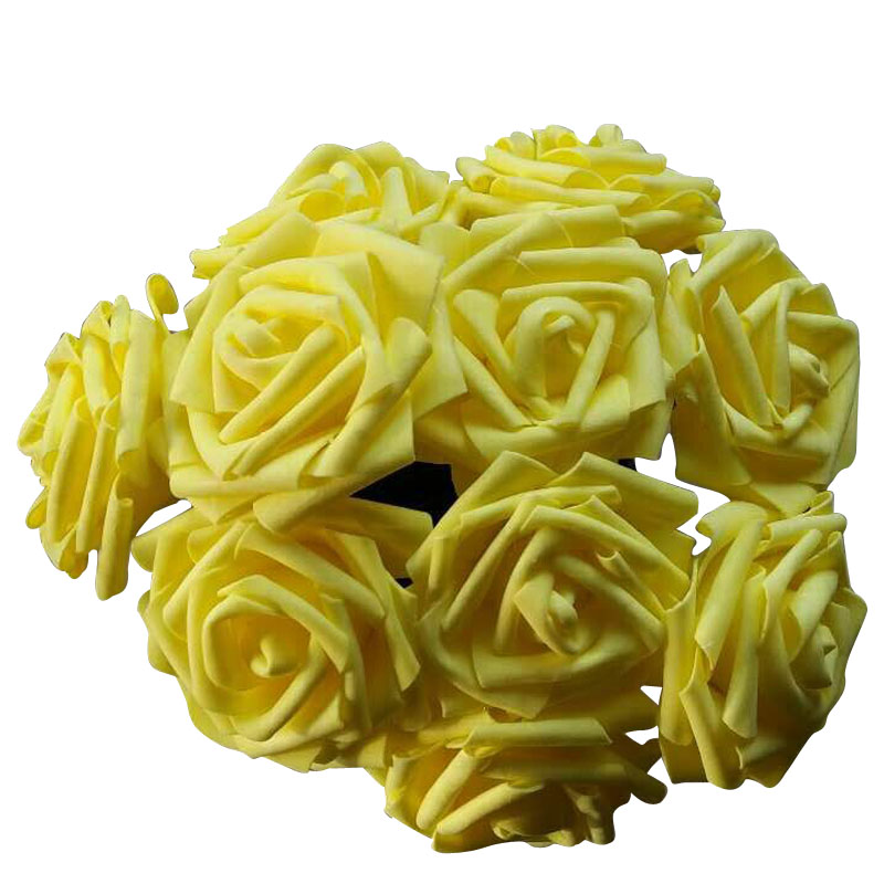 10 hoveder 8cm kunstige roser blomster bryllup valentinsdag dekoration silke blomst kugle centerpieces mynte dekoration hængende blomst: Gul