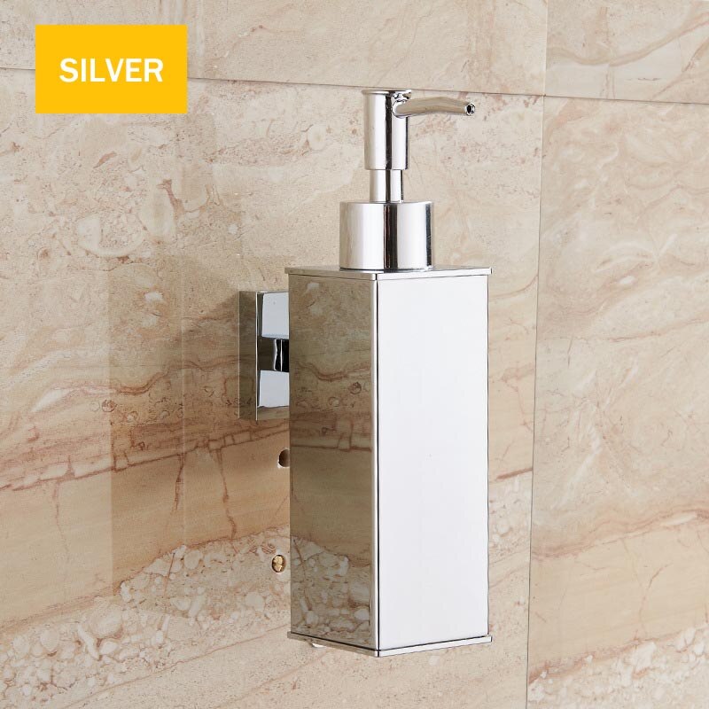 Soap Dispenser Stainless Steel Hand Liquid Soap Dispenser Squeeze Wall Mounted Soap Dispenser Hotel Bathroom Square: Silver