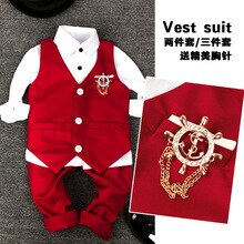 Kind Vest Pak Mode Kid bruiloft Zomer pakken voor 3 Onderdelen Rood en Wit