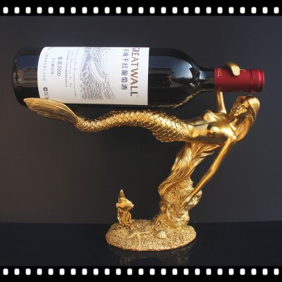mermaid wine rack modern minimalist European wine bottle holder resin crafts home wine cooler decoration ornaments: B