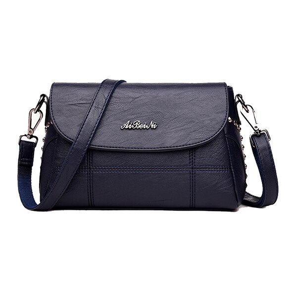 PU Leather Lady Shoulder Bag Solid Color Women Messenger Bag Detachable Shoulder Strap: Blue
