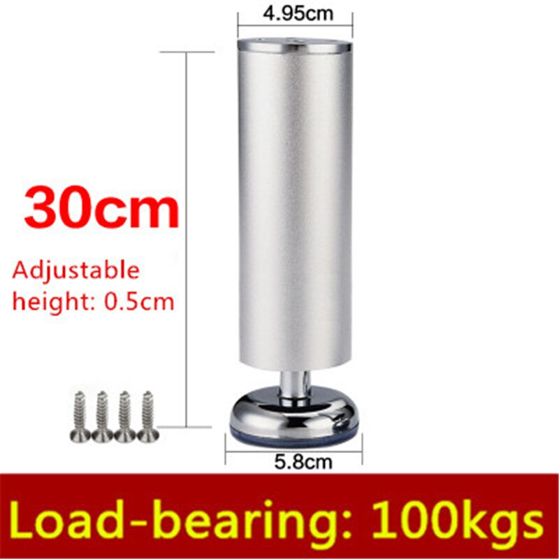 1pc 6cm-30cm möbelben höga skåpben i aluminiumlegering soffben med silikonbas höjdjusterbar 0.5cm: 30cm