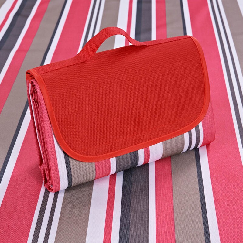 Manta de Picnic, estera de Camping plegable al aire libre impermeable 145x200cm, estera de Picnic ancha, manta de playa a cuadros, colchoneta multijugador para bebé: Stripes - RED