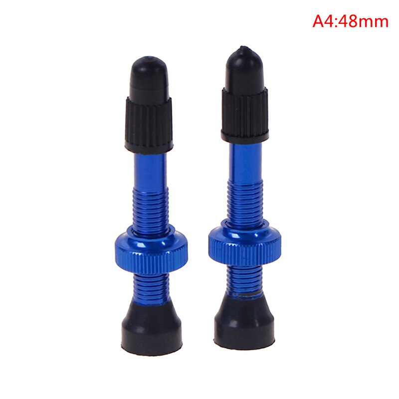 2Pcs/set Bike Tire Air Valve Bike Tubeless Wheel Valve Kit Copper Core Alloy Stem Rubber Base 48mm/60mm: A4