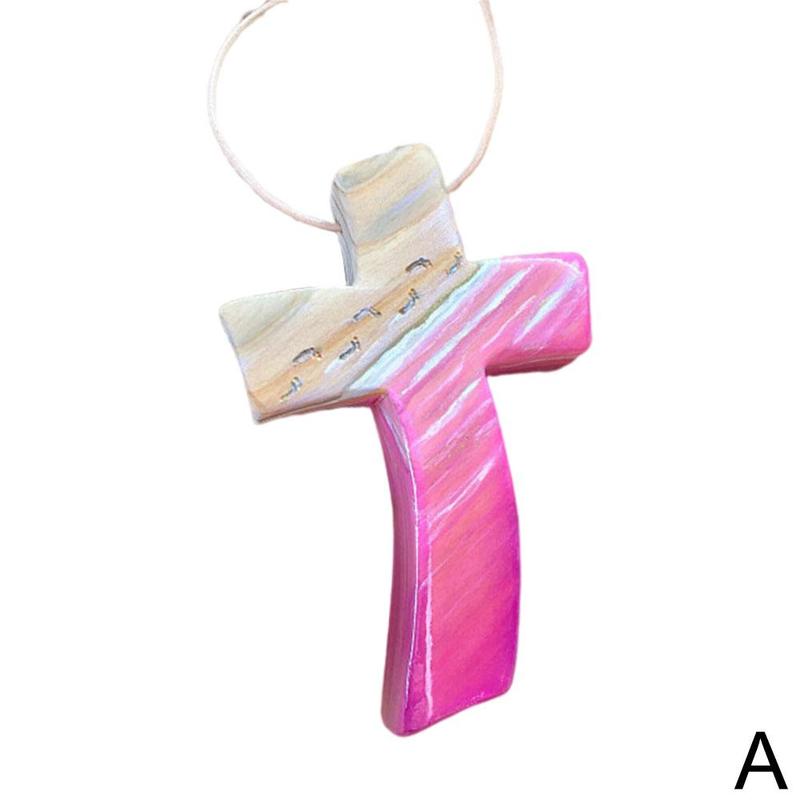 Handgemaakt Houten Kruis Hangend Ornament - Christelijke Woondecoratie - Lichtgewicht: A