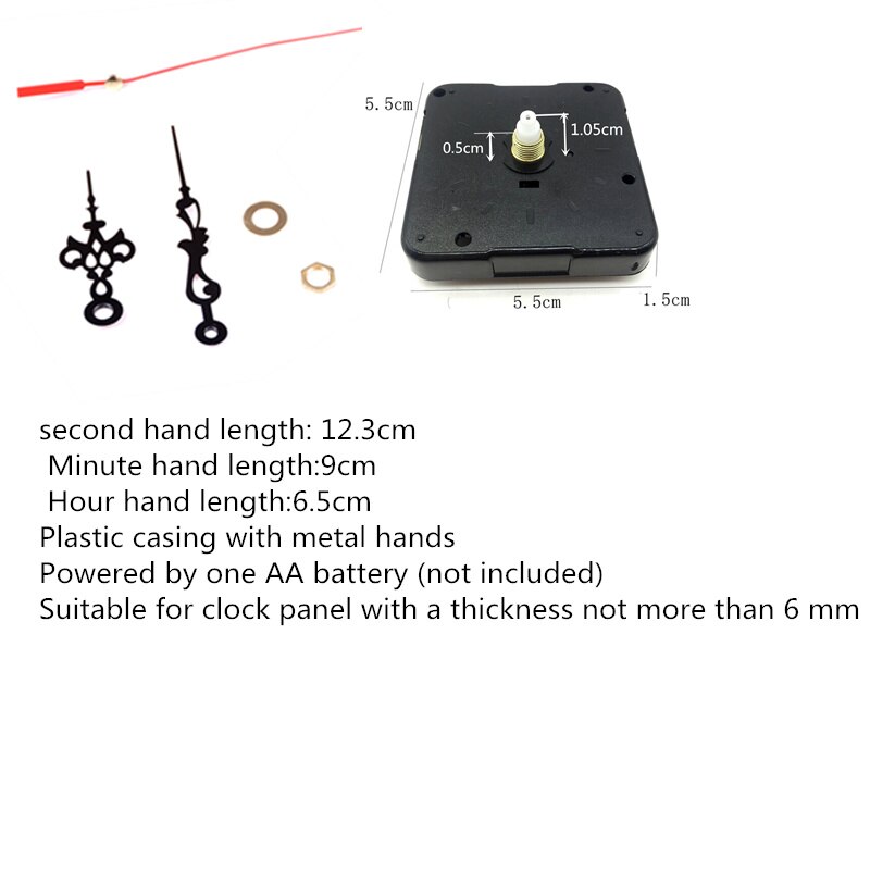 Kwartsklok uurwerkmechanisme wijzers reparatieset set doe-het-zelf gereedschap onderdelen voor het repareren, vervangen of maken van een klok: H