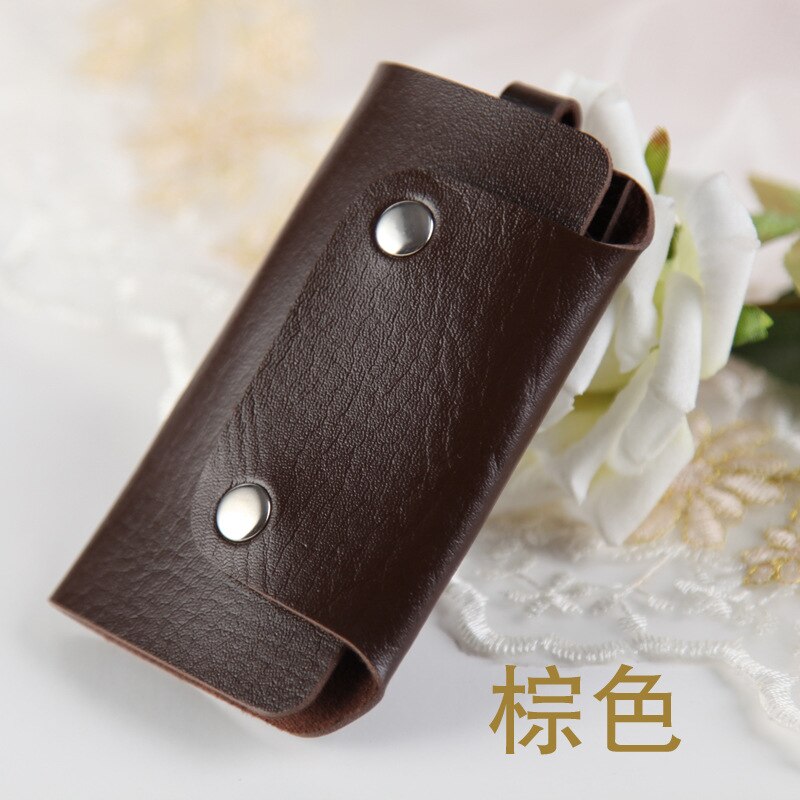 Pu Lederen Sleutel Portemonnee Kaarthouder Leuke Business Organizer Huishoudster Case Sleutelhanger Portemonnees Mannen Vrouwen Pocket Autosleutels Bag: Bruin