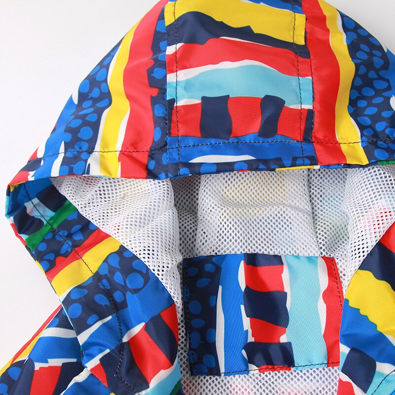 summer children hooded clothing rainbow striped print boys & girls jackets 1Y 3Y 3Y thin casual outerwear girls