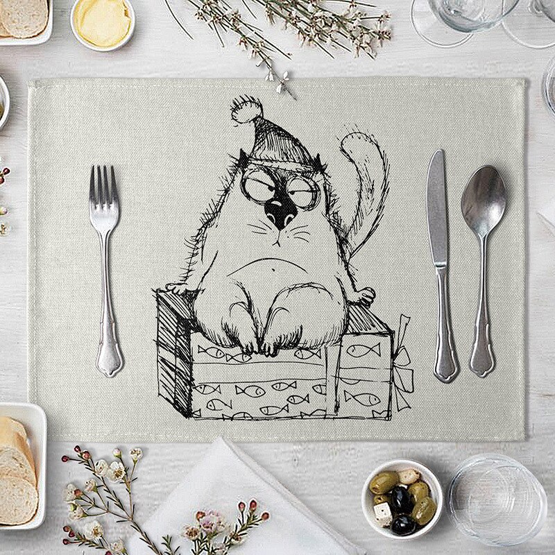 Leuke Cartoon Kat Patroon Tafel Mat Grappige Kat Servet Placemat Keuken Decoratie Dining Accessoires