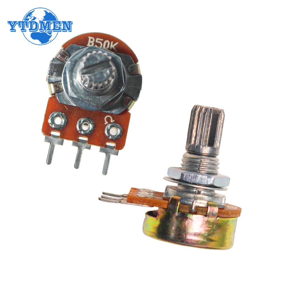 Potenciômetro linear wh148 15mm 3 pinos com porcas e arruelas wh148 b1k b2k b5k b10k b20k b50k b100k b250k b500k b1m com 10 tamanhos