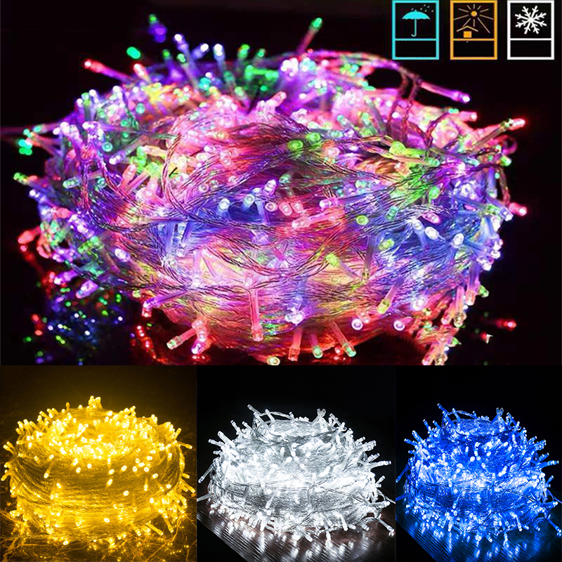Guirnaldas de luces LED navideñas de 3-100M con batería/USB/enchufe, guirnalda de luces para interiores y exteriores para decoración de fiestas navideñas de árboles de boda