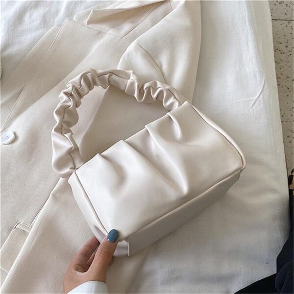 Gusure Women Bags ins Handbag Summer Casual Shoulder Bags Wild Style Messenger Bag for Lady Popular soft Pu top handle: White