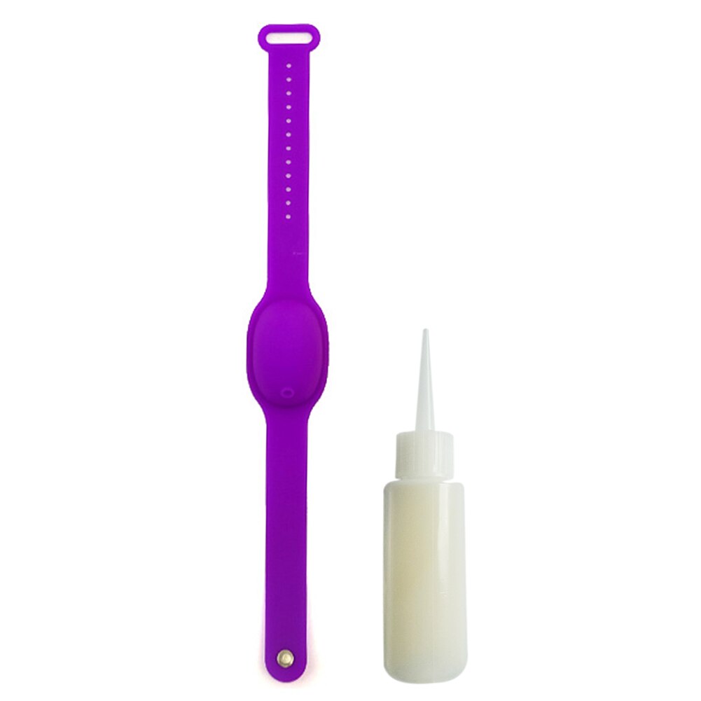Silicone Bracelet Wristband Hand Soap Dispenser Band Squeeze Bottle Care Watch Disinfect Wristband Hand Sanitizer: Purple