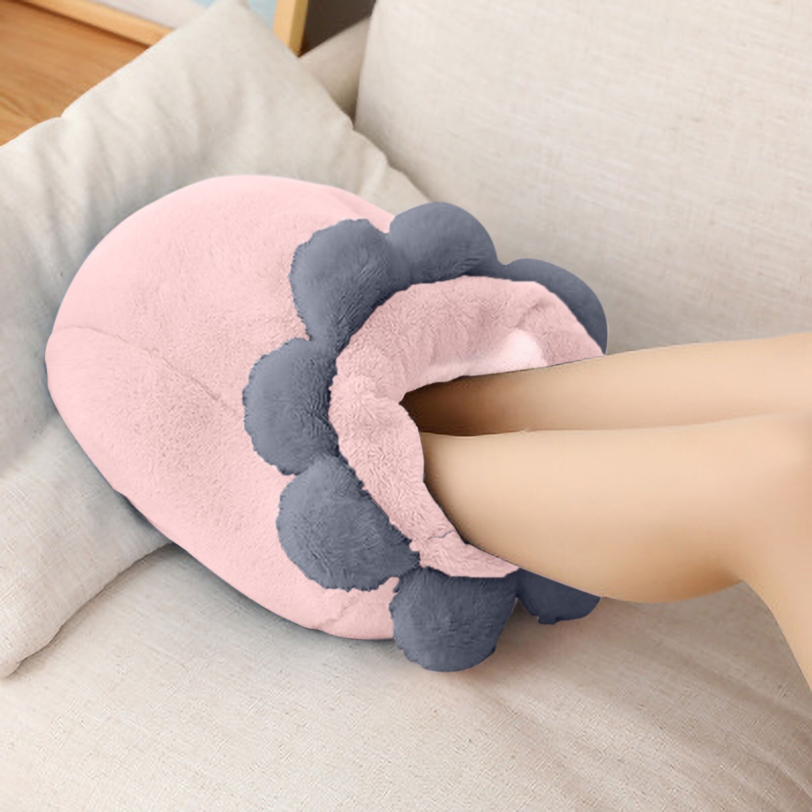 Pantofole scaldapiedi riscaldate a piede elettrico 220v scaldapiedi portatili con cuscino riscaldante elettrico cuscino peloso caldo per i piedi: Colore rosa