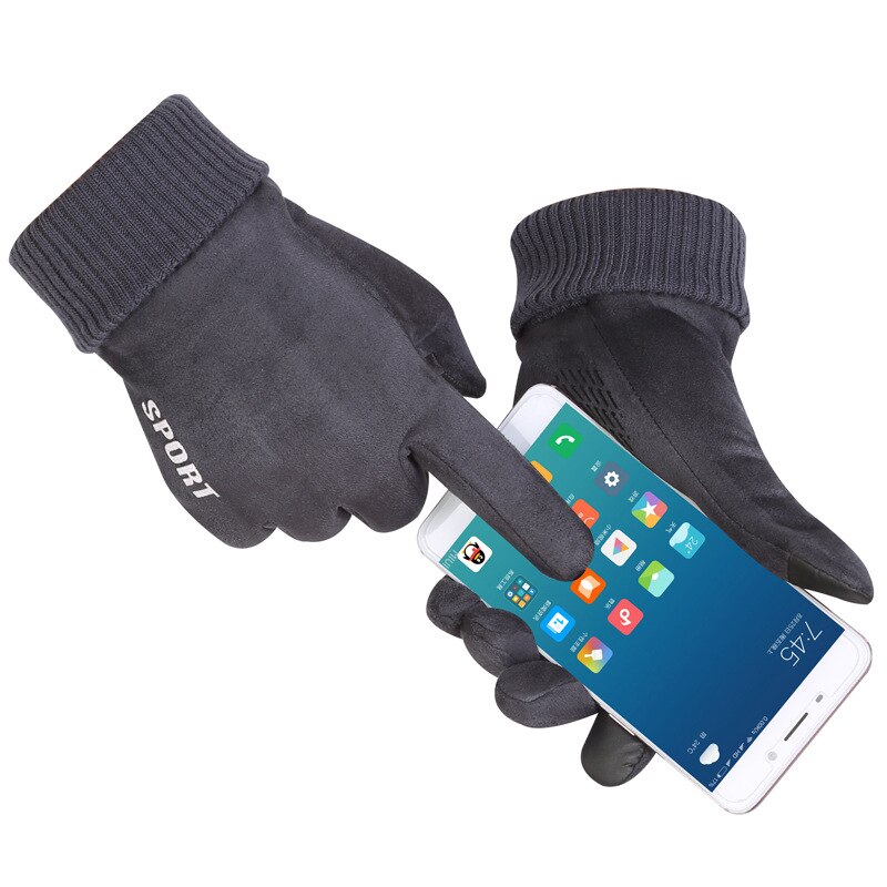 Suede handschoenen mannen warme touch screen handschoenen in herfst en winter