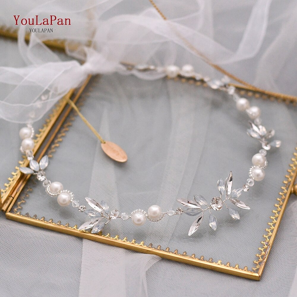 TOPQUEEN HP132 Opal Diamond Bridal Headpiece Silver Rhinestone Headband Bridal Hair Tiara Bridal Hair Piece Hair Jewelry