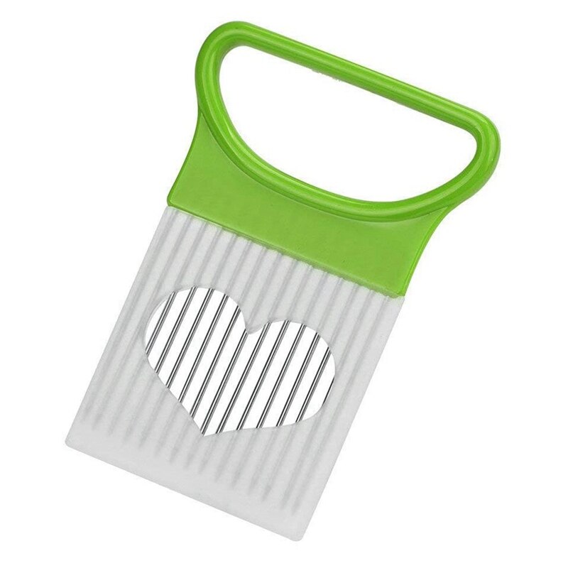 Kitchen Cutting Tools Slicer Tomato Onion Vegetable Slicer Cutting Auxiliary Support Guide Slicer Safety Fork: Light Green