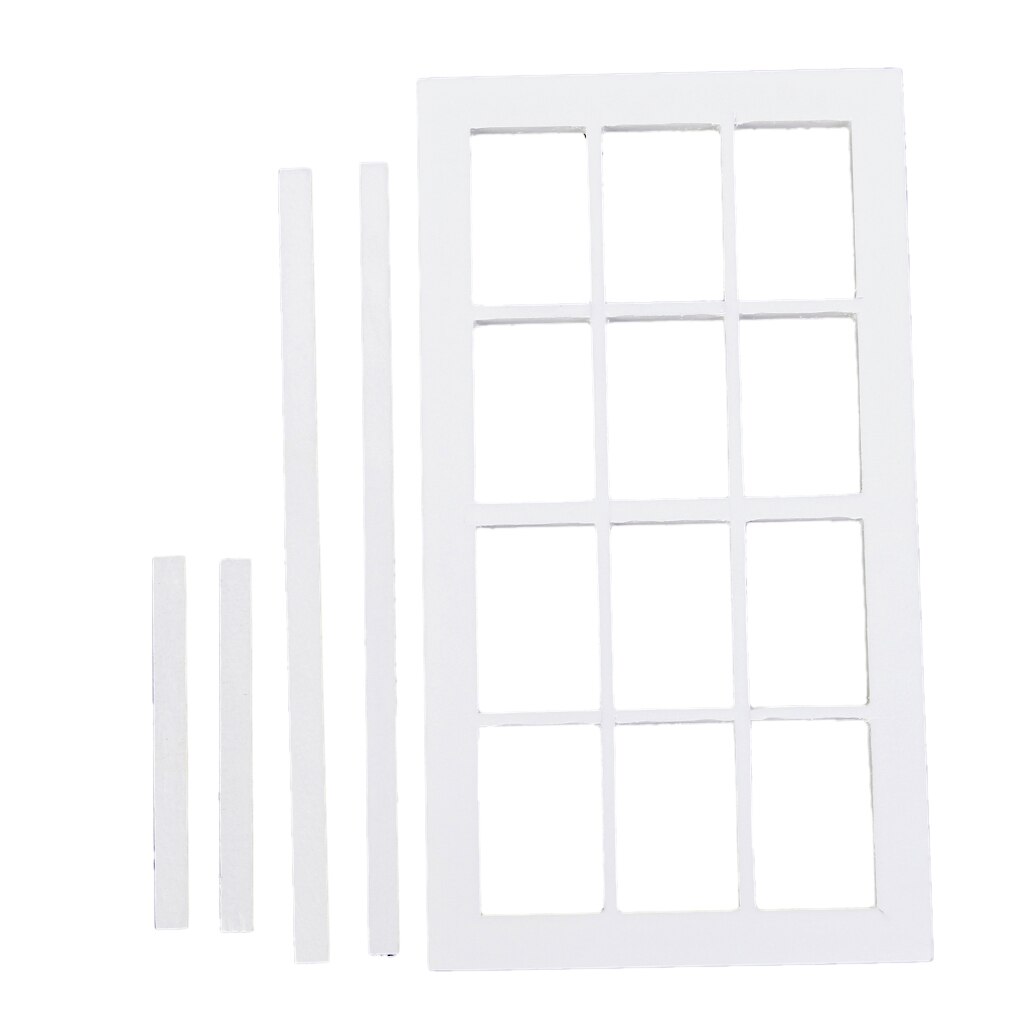 12th Dollhouse Miniature White Wooden 12-Pane Window Frame Dolls House Furniture