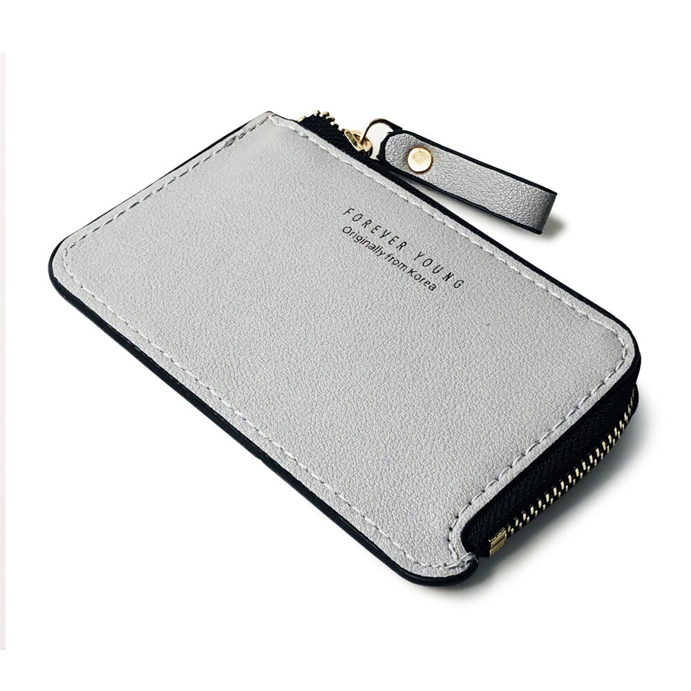 Blevolo Mode Pu Korte Portemonnee Koreaanse Rits Portemonnee Creatieve Portemonnee Casual Business Kaarthouder Ultra-Dunne Portemonnee: Gray