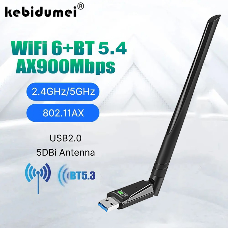 Ax900 usb wifi 6 bluetooth 5.4 adapter 2 in 1 dongle dual band 2,4g & 5 ghz antenna usb network wireless wlan receiver for windows 10/11