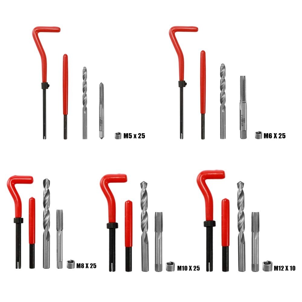 13Pcs Thread Repair Kit High Speed Steel Thread Repair Kit Engine with Hex Wrench Various Specifications Twist Drill Repair Too