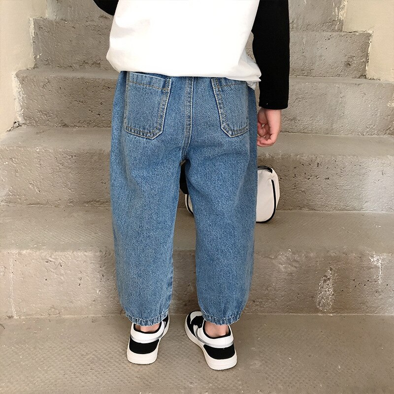 Printemps automne enfants décontracté tout-match denim pantalon garçons filles 2 couleurs jean 2-7Y