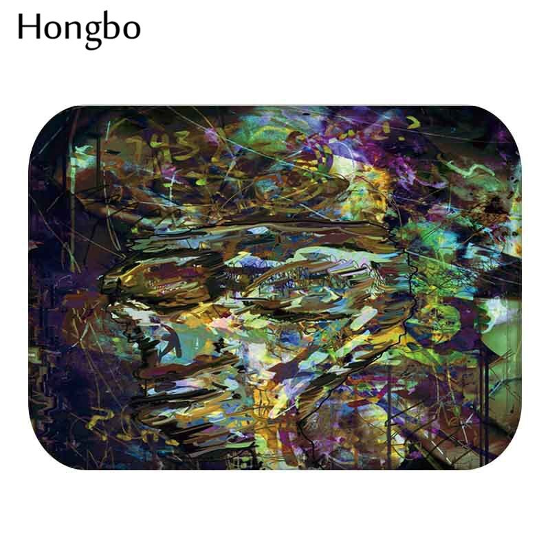 Felpudo antideslizante Hongbo moderno para el hogar, patrón de pintura, estera para piso de baño, cocina, baño, exterior, alfombra, decoración del suelo: 5