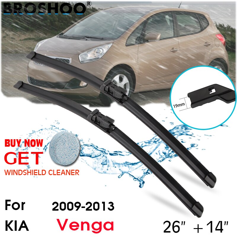 Car Wiper Blade Window Windscreen Windshield Wipers Blades Push Button Auto Accessories For KIA Venga 26"+14"