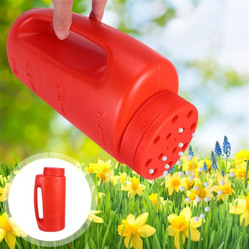 Handheld Spreader Adjustable Hole Size Lawn Fertilizer for Seed Salt Pot Bottle Sprinkler Deicing Ice Melt with/without Shovel